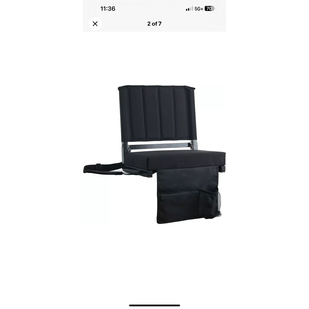 Sport Beats Stadium Seat Padded Bleacher Chair with Back Support Black 17 Inch